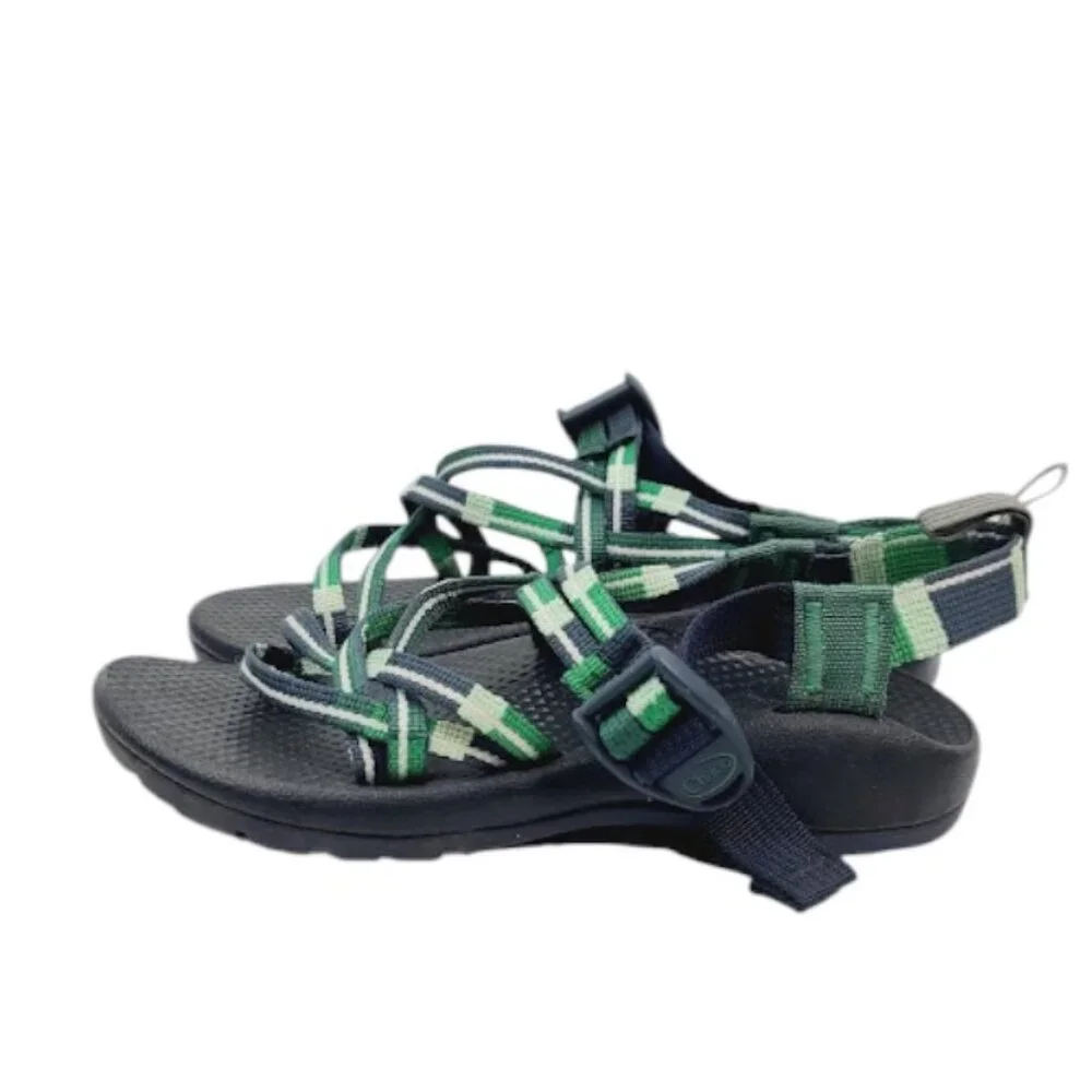 Chaco Girl Green Black Z1 Braided Cross Strap Casual Trekking Sandal Size 2‎